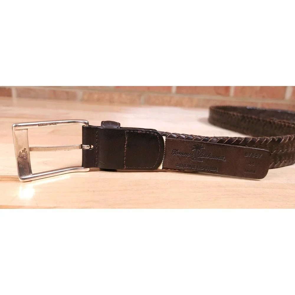 Tommy Bahama Belt Mens Size 44 Brown Woven Braided Leather‎ B7557